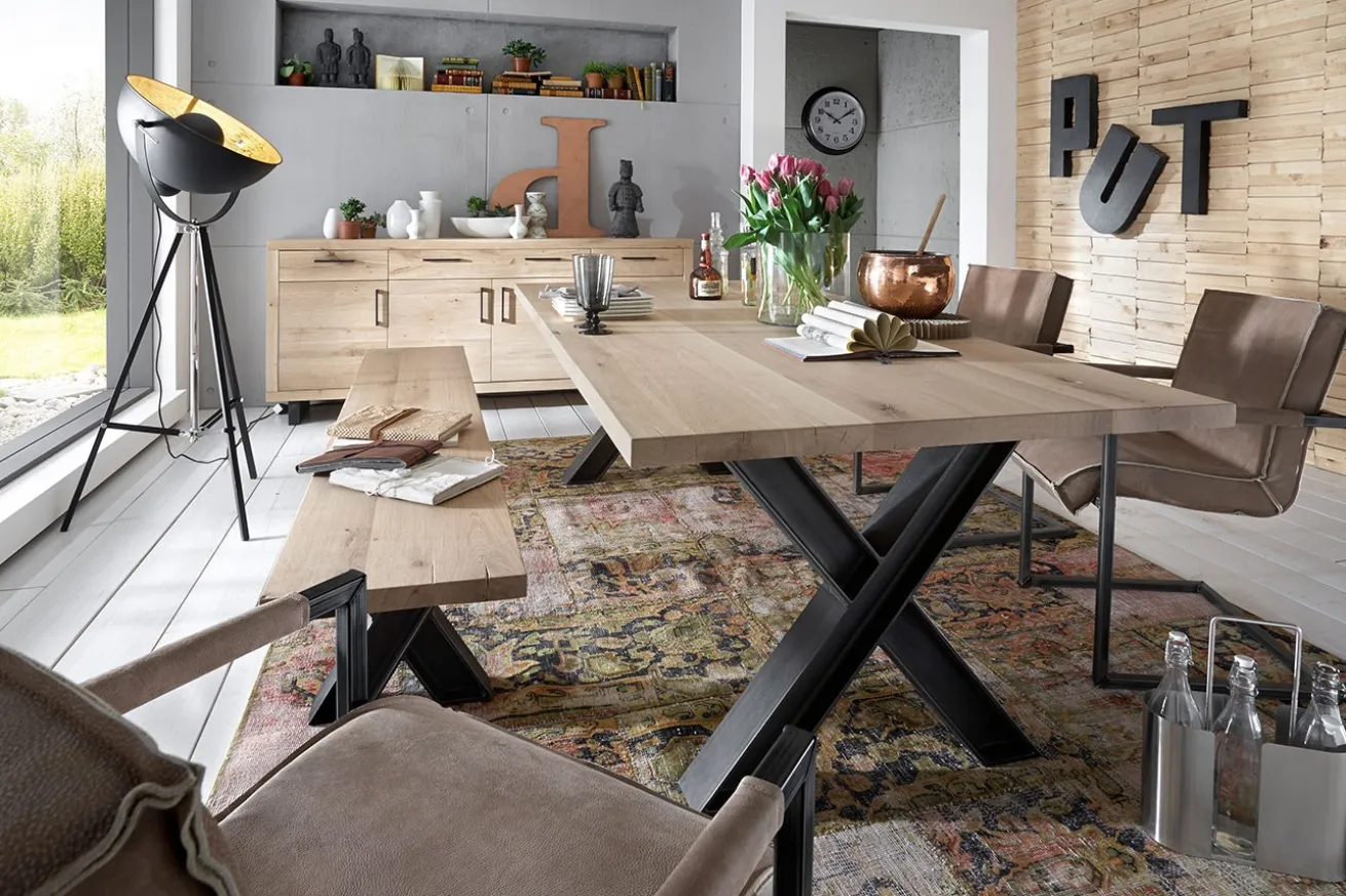 Sitzbank Riverside Eiche schwarz 180cm