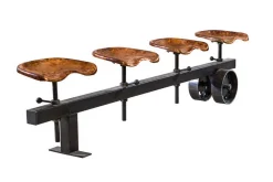 Sitzbank Stahl mit 4 Traktorsitzen kupfer b 230 cm