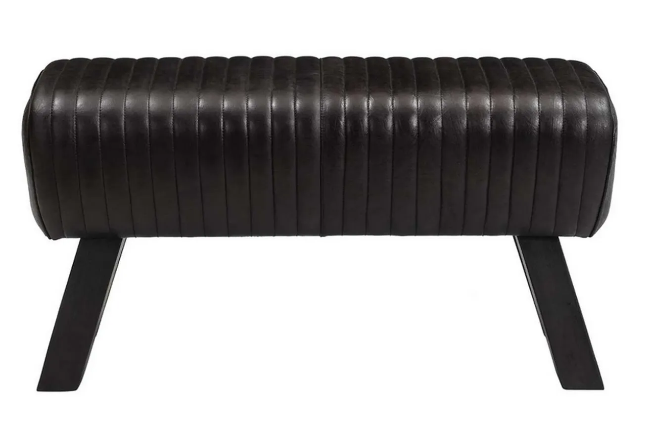 Sitzbank Vintage Leder schwarz B 87 cm