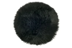 Sitzkissen Lammfell schwarz rund