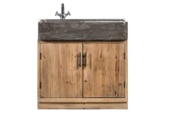 Spülbecken mit Unterschrank Nantes 2 türig recycletes Kiefernholz
