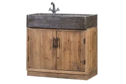 Spülbecken mit Unterschrank Nantes 2 türig recycletes Kiefernholz