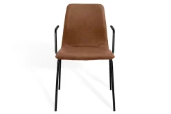 Stapelstuhl Maverick mit Arm Leder braun