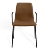 Stapelstuhl Maverick mit Arm Leder braun
