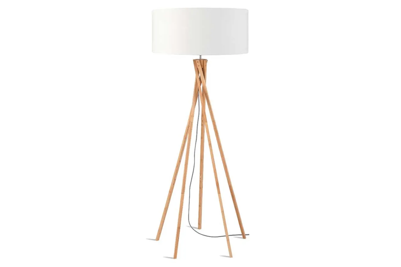 Stehlampe Kilimanjaro Bambus Textil weiss