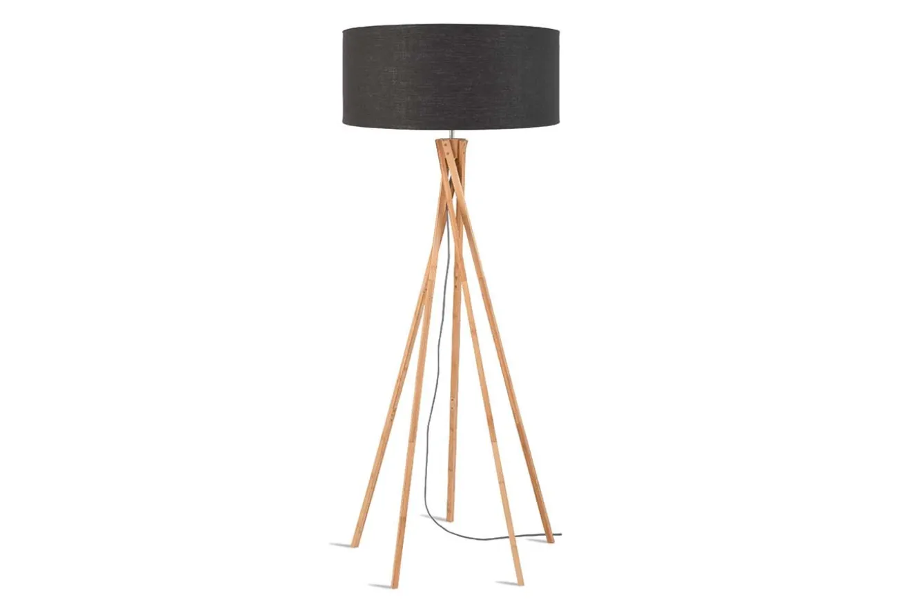 Stehlampe Kilimanjaro Bambus Textil grau