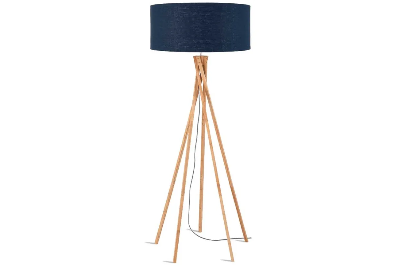 Stehlampe Kilimanjaro Bambus Textil blau