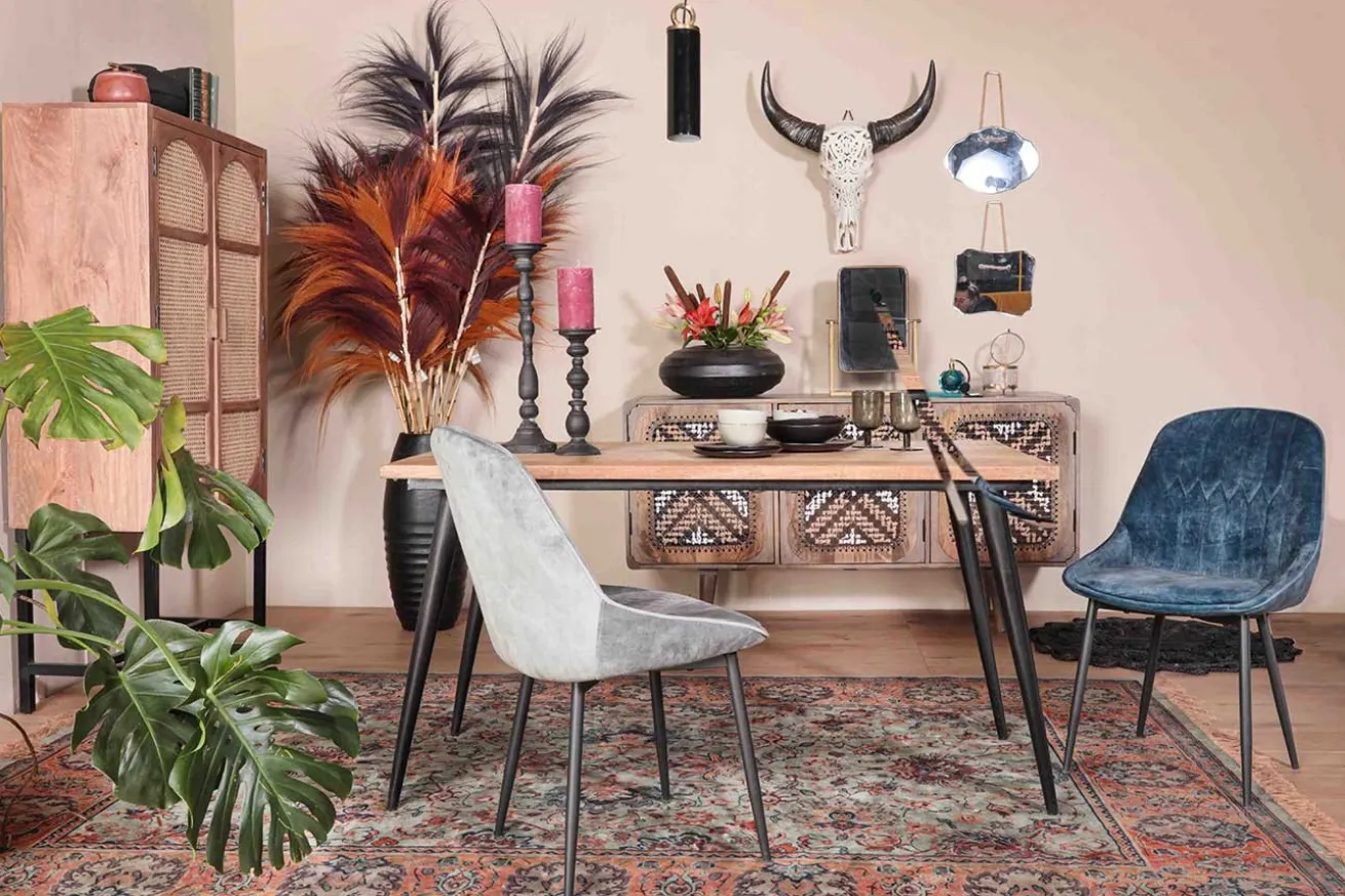 Stuhl JUL Samt Vintage blau