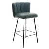 Thekenhocker Gaia Leder blau schmal