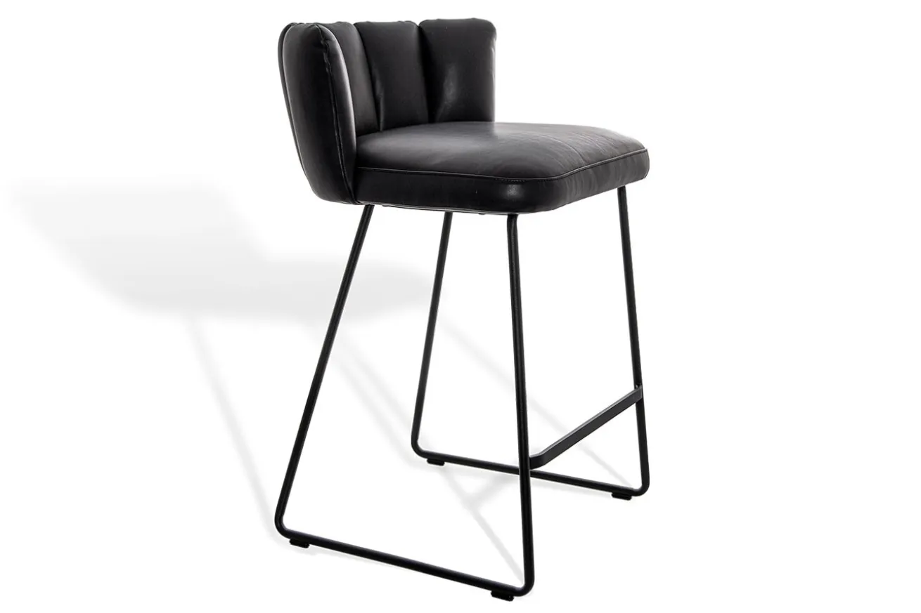 Thekenstuhl Gaia Leder schwarz H 90cm