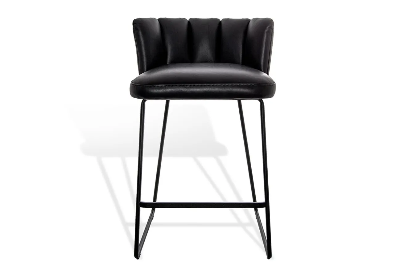 Thekenstuhl Gaia Leder schwarz H 90cm