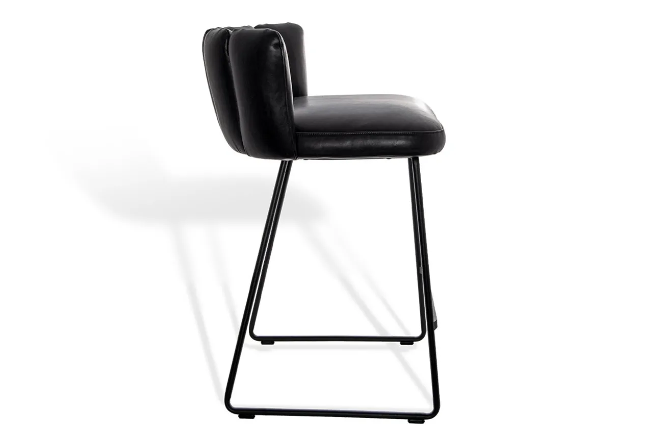 Thekenstuhl Gaia Leder schwarz H 90cm