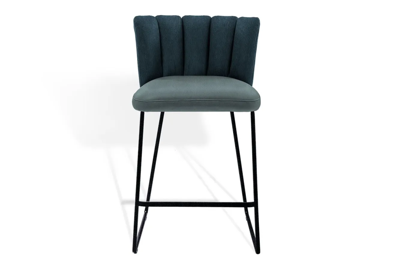Thekenstuhl Gaia ohne Arm Leder blau