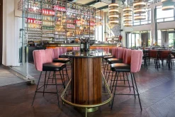 Thekenstuhl Gaia ohne Arm Cord rosa