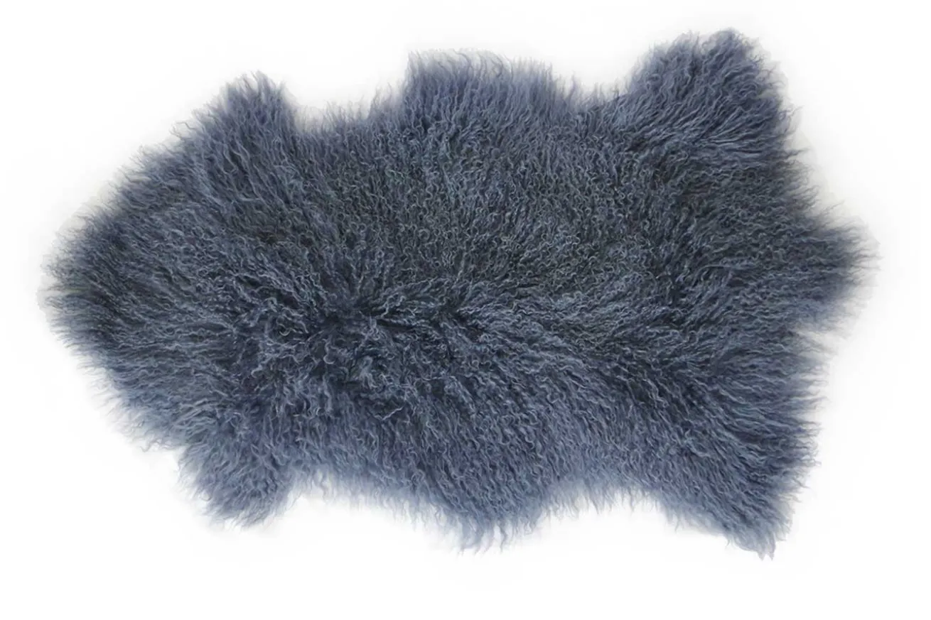 Tibetanisches Lammfell blau B 80 cm