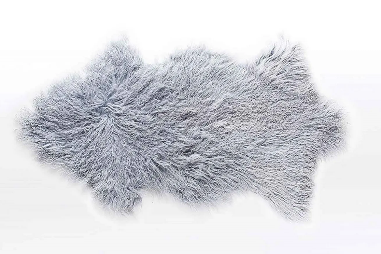 Tibetanisches Lammfell grau B 80 cm