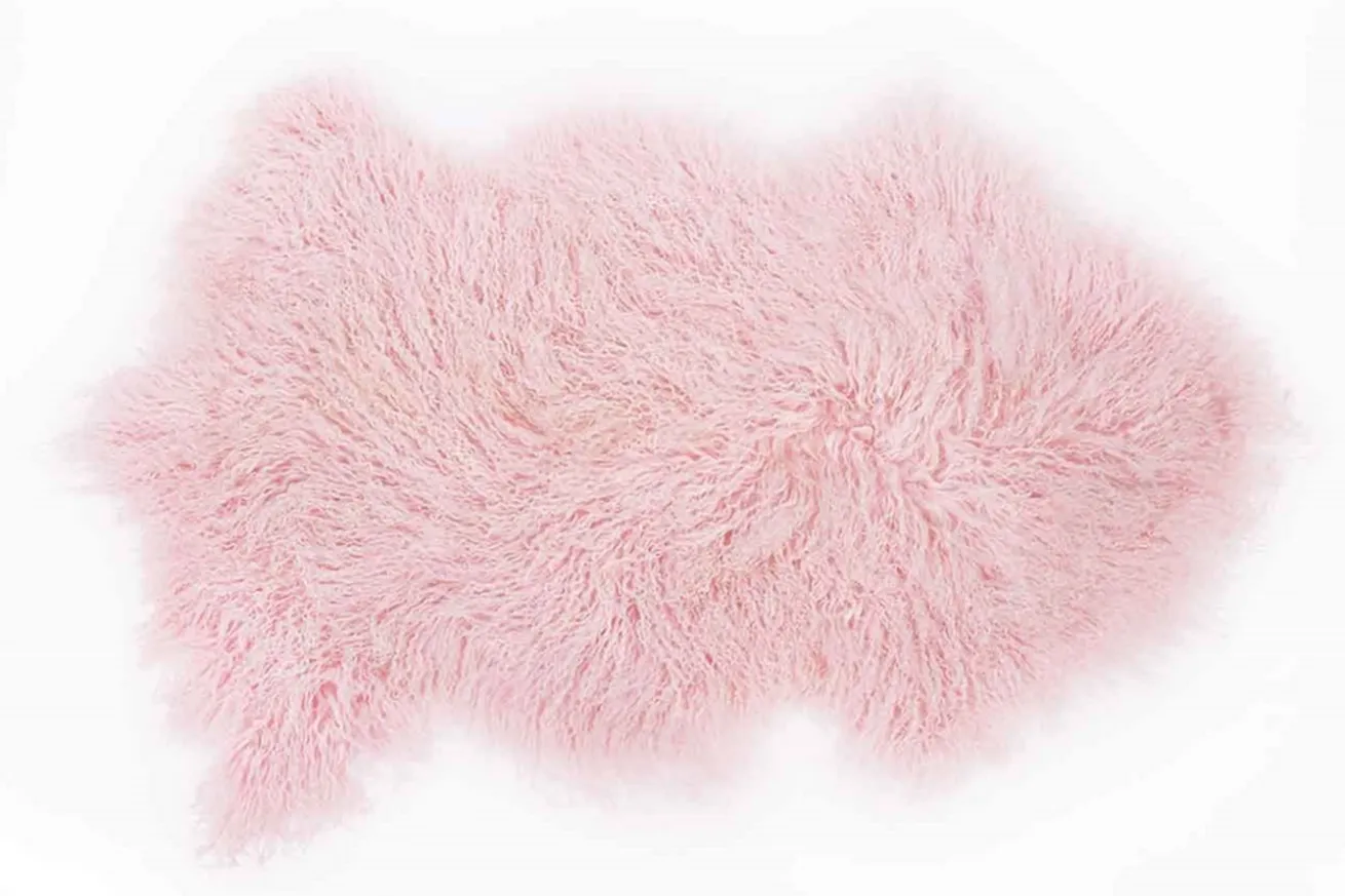 Tibetanisches Lammfell pastellrosa B 80 cm