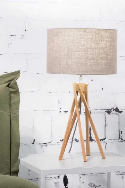 Tischlampe Kilimanjaro Bambus Textil beige