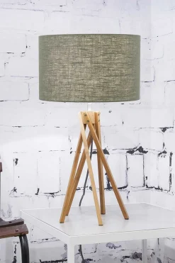 Tischlampe Kilimanjaro Bambus Textil grün