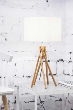Tischlampe Kilimanjaro Bambus Textil weiß