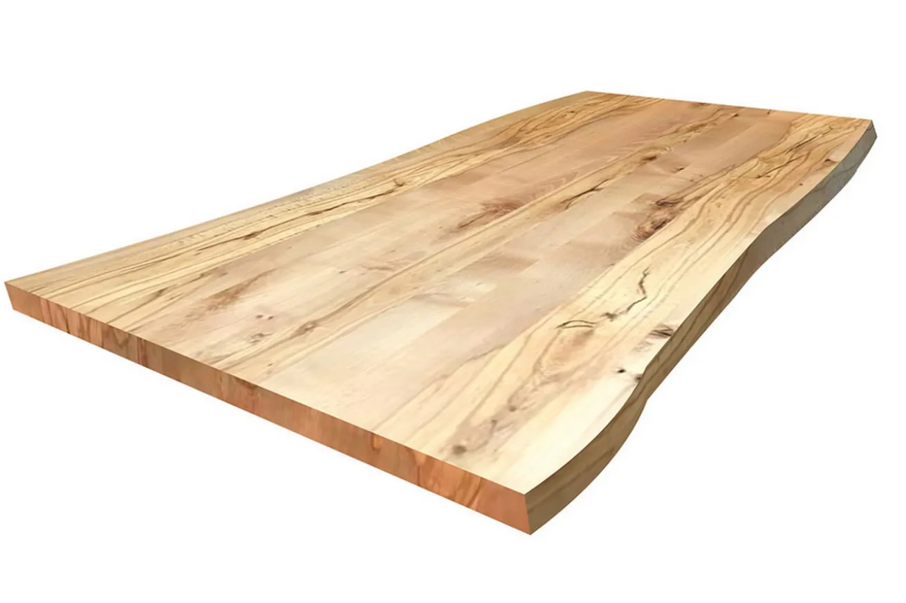 Tischplatte 6,5 cm astige Wildbuche massiv organische Kante ab 60 cm konfigurierbar