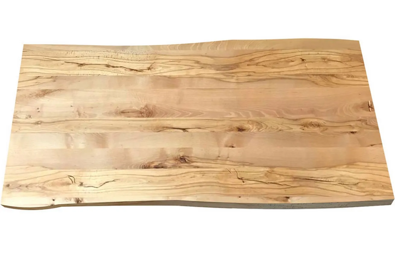 Tischplatte 8 cm astige Wildbuche massiv organische Kante ab 60 cm konfigurierbar