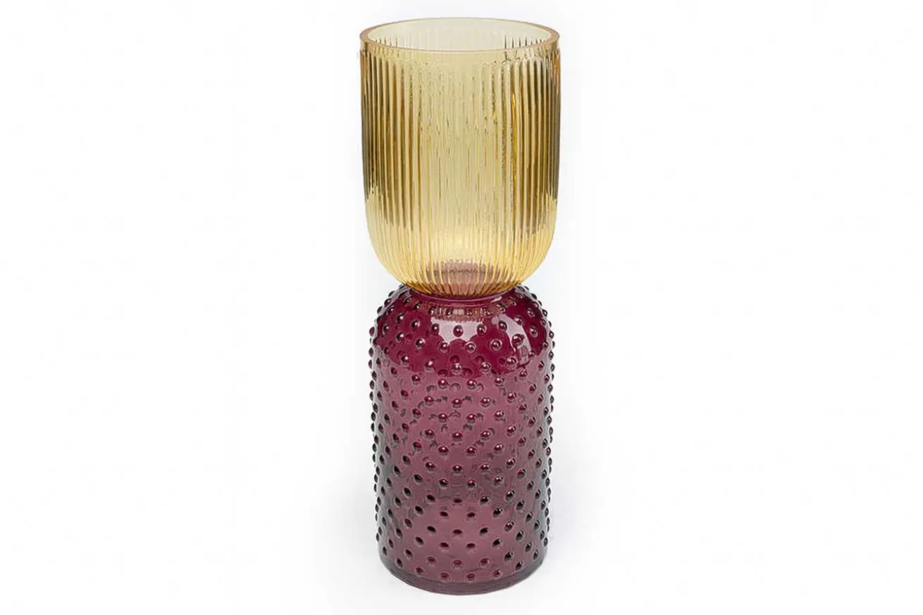 Vase Glas gelb violett