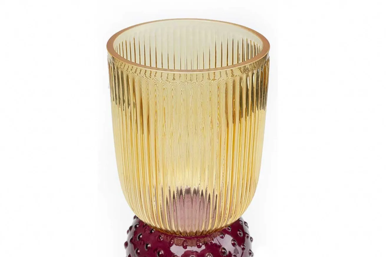 Vase Glas gelb violett