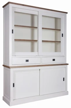 Vitrinenschrank Kubic Vollholz weiss