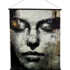 Wandbild Face schwarz gold H 145 cm