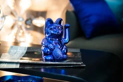 Winkekatze Lucky Cat Cosmic shiny blau