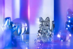 Winkekatze Lucky Cat Cosmic shiny blau