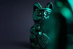 Winkekatze Lucky Cat Cosmic shiny grün