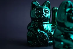 Winkekatze Lucky Cat Cosmic shiny grün