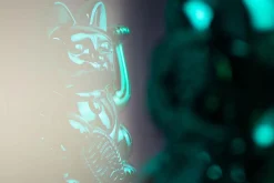 Winkekatze Lucky Cat Cosmic shiny grün