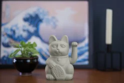 Winkekatze Lucky Cat matt grau