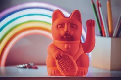 Winkekatze Lucky Cat neonorange matt
