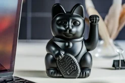 Winkekatze Lucky Cat schwarz matt